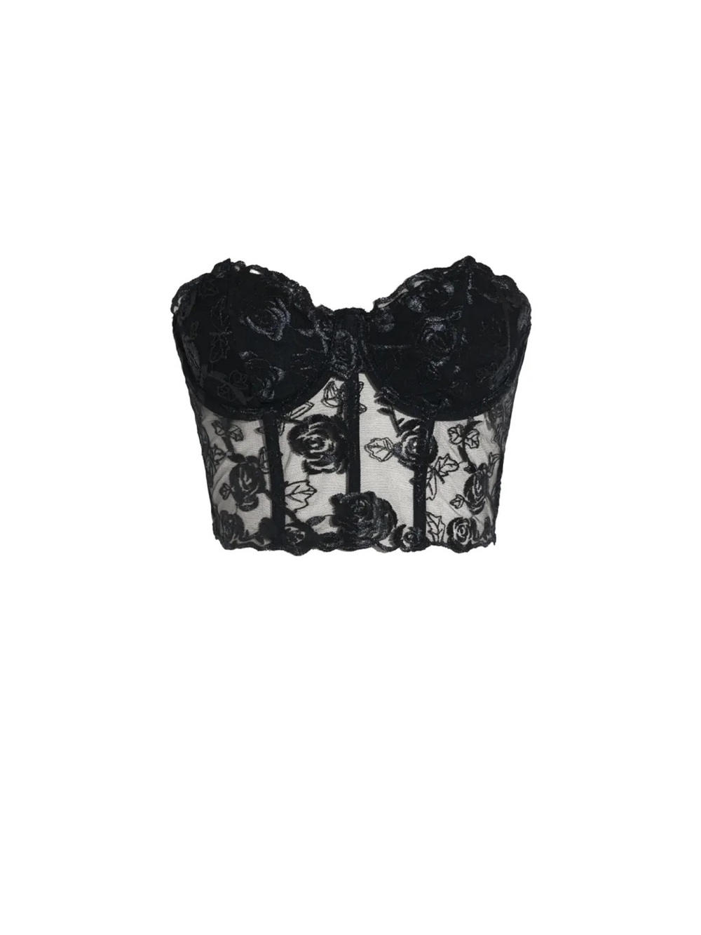 Black Lace Bustier Crop Top